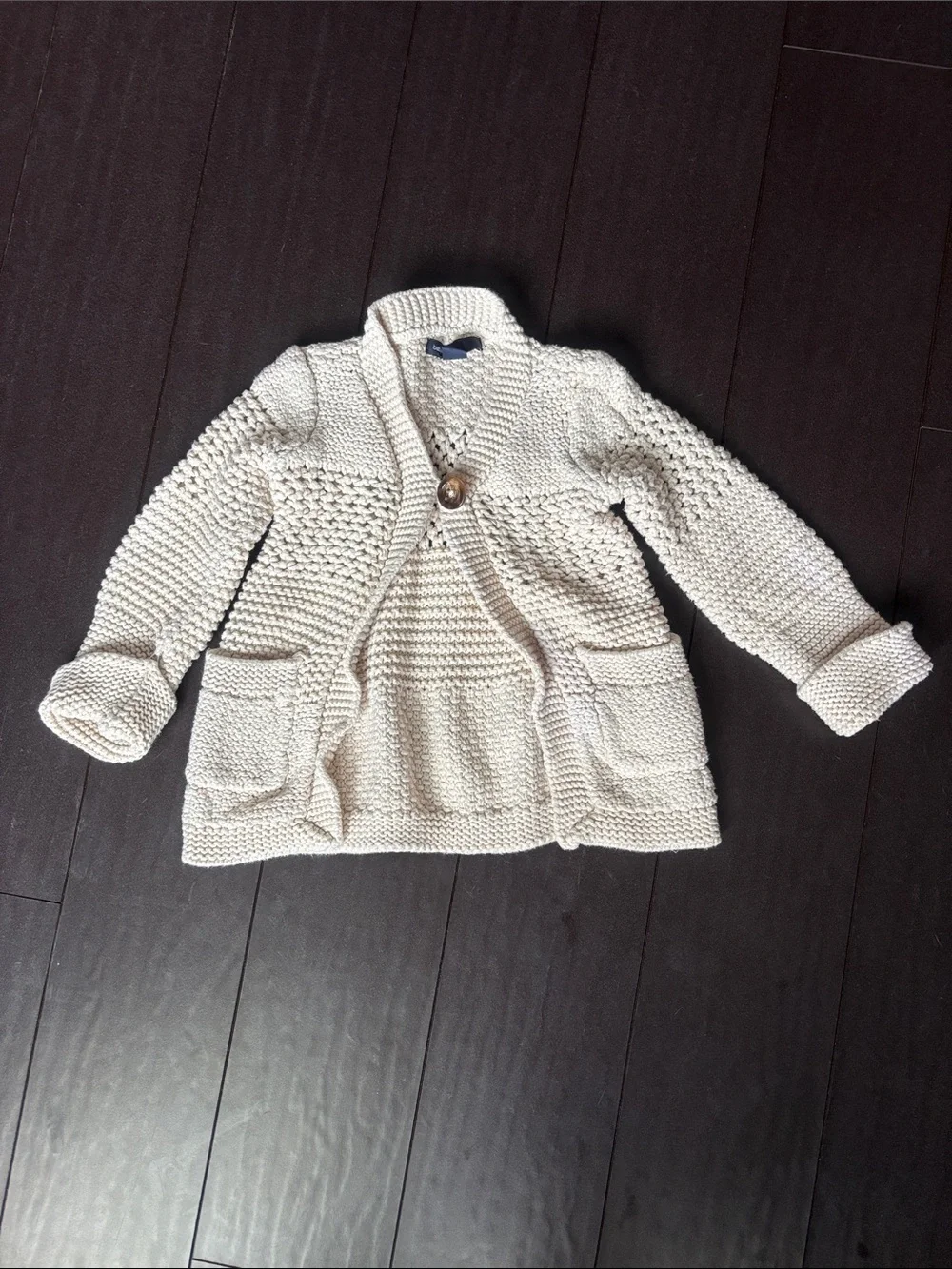 GAP Cream Toddler Crochet Knit Cardigan
